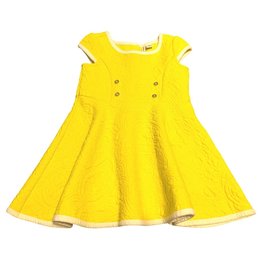 Janie and Jack Yellow Quilted Matelasse Textured Paisley Dress 18-24‎ Months